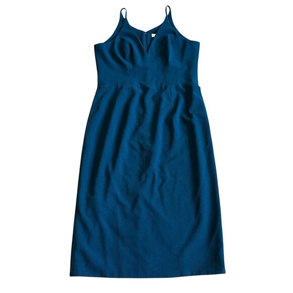 Dress The Population Lyla Crepe Cocktail Dress Peacock Blue Sheath Size 12 - Picture 2 of 13